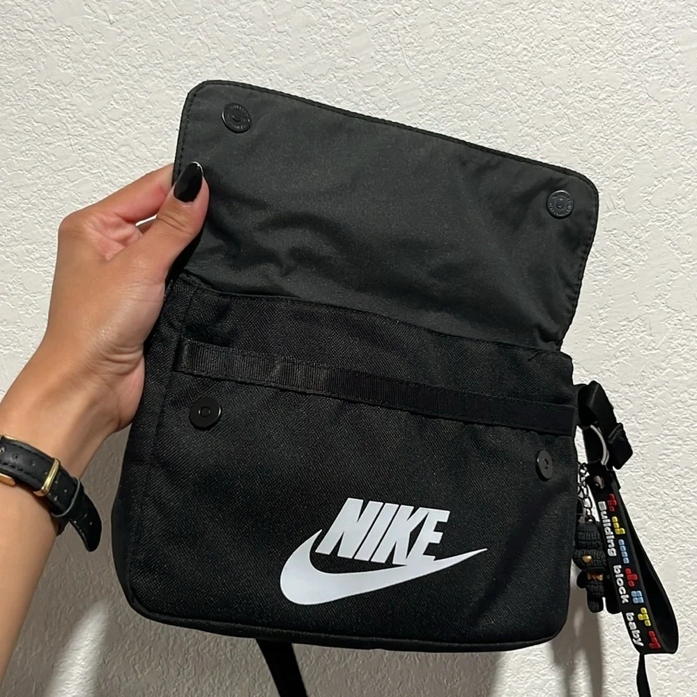 Nike Black Messenger Bag with White Swoosh